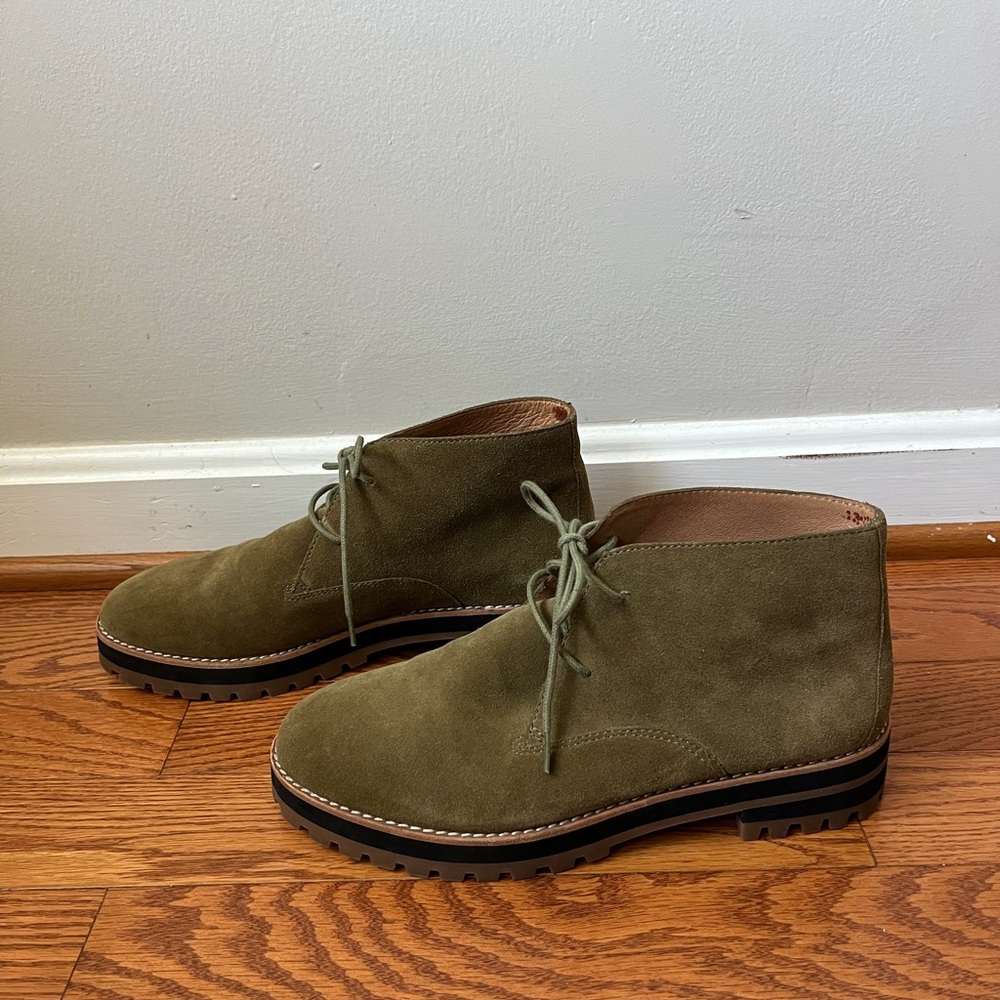 NEW Madewell The Wren Suede Boots in Olive Green Size 8 NWOB